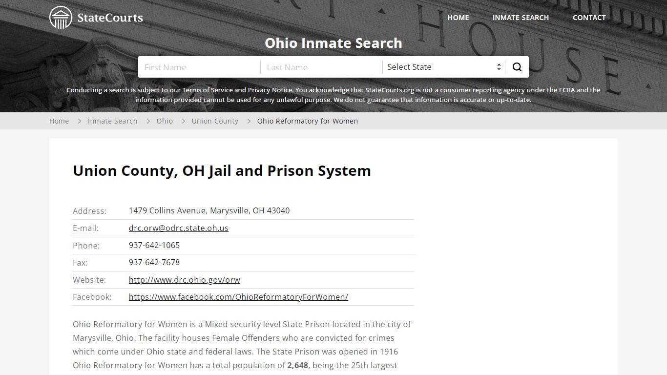 Ohio Reformatory for Women Inmate Records Search, Ohio - StateCourts