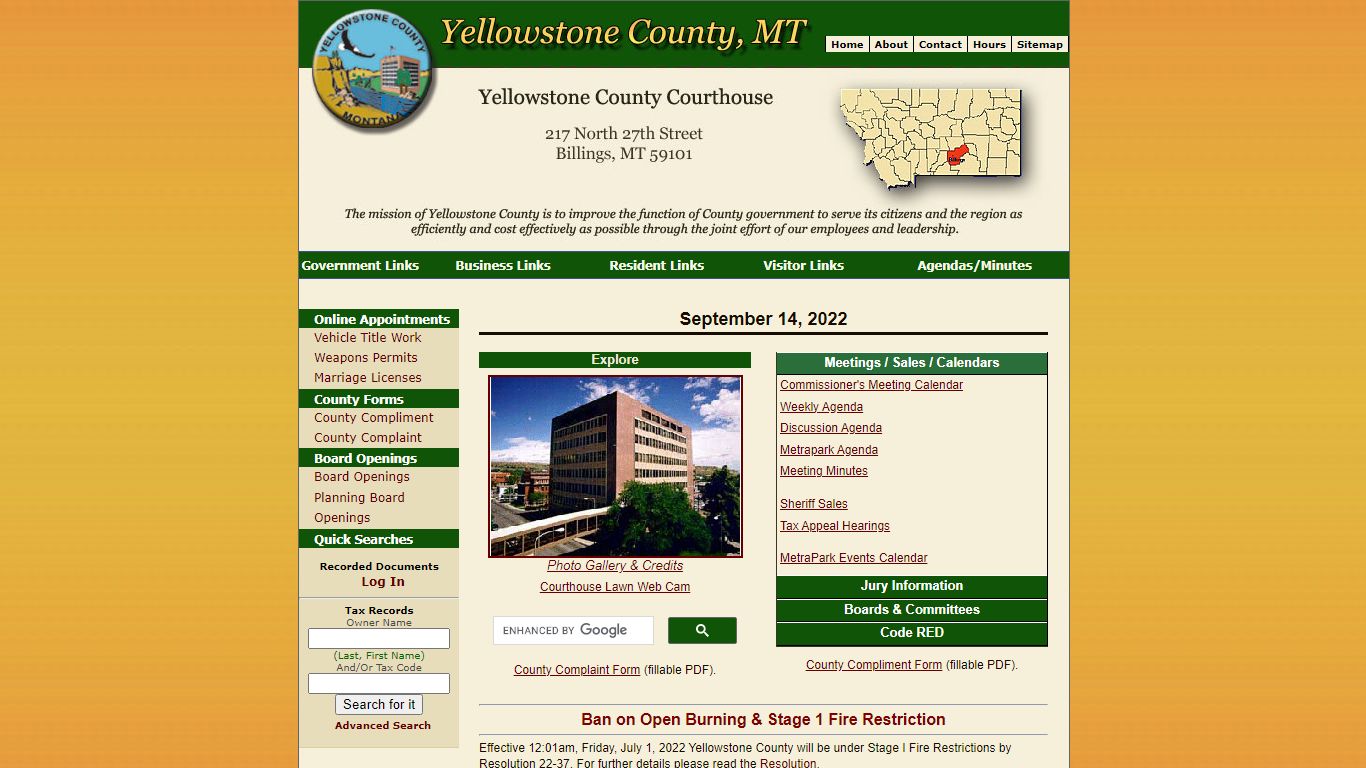 Welcome to Yellowstone County, MT - Detention Center Search Listing